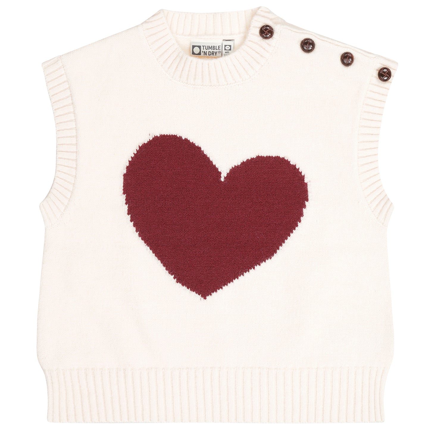 TUMBLE N DRY WHITE HEART PRINT KNIT SWEATER VEST