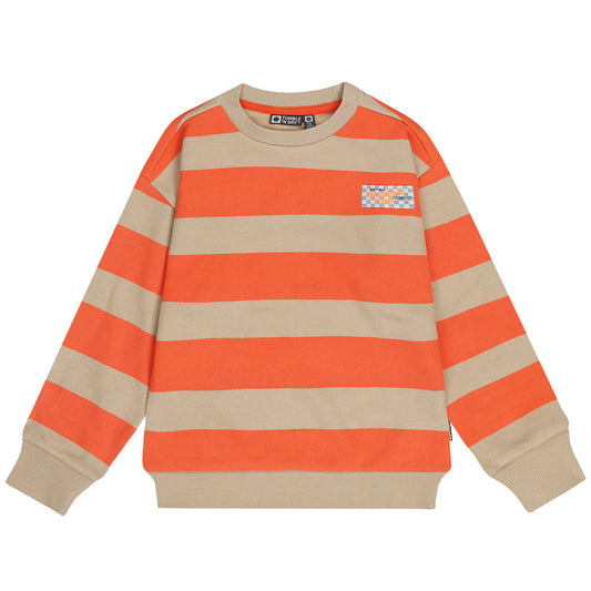 TUMBLE N DRY BEIGE/ORANGE STRIPE SWEATSHIRT