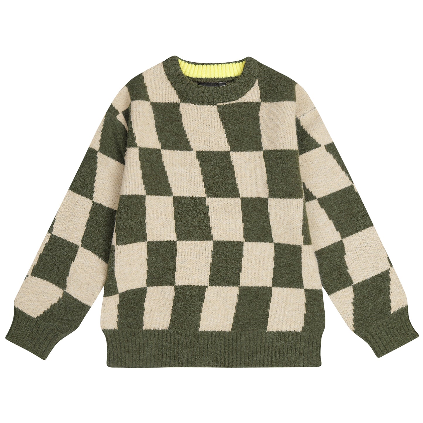 TUMBLE N DRY GREEN CHECKED KNIT SWEATER