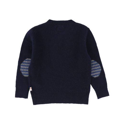 AO76 NAVY ELBOW PATCH SWEATER [Final Sale]