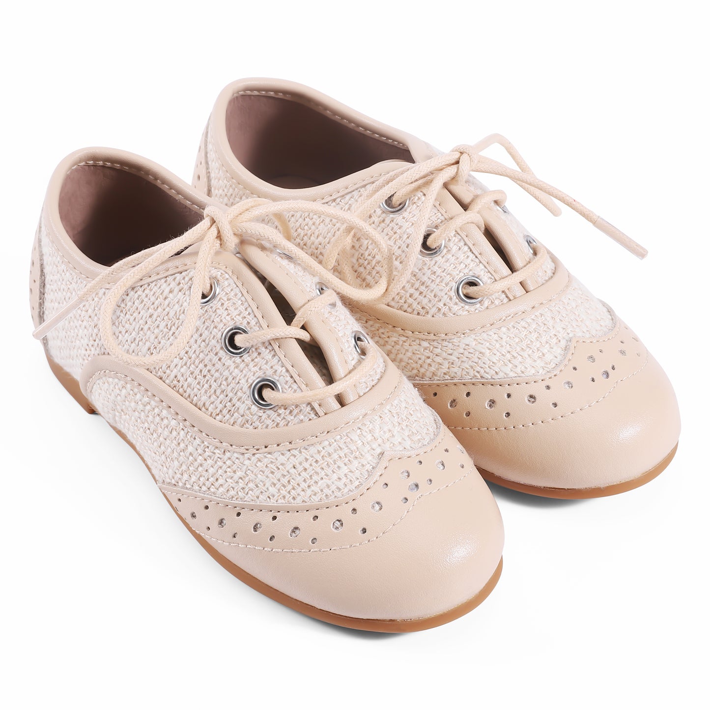 ZEEBRA BEIGE WINGTIP LACE UP SHOE