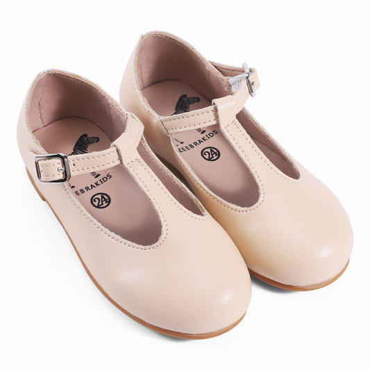 ZEEBRA BEIGE T-STRAP SHOE