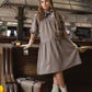 ARDE TAUPE WOOL TIE NECK DRESS