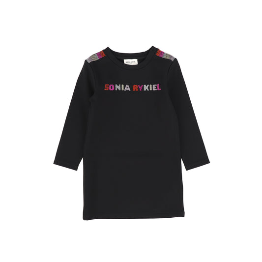 SONIA RYKIEL BLACK/MULTI COLOR LOGO STUDDED DRESS