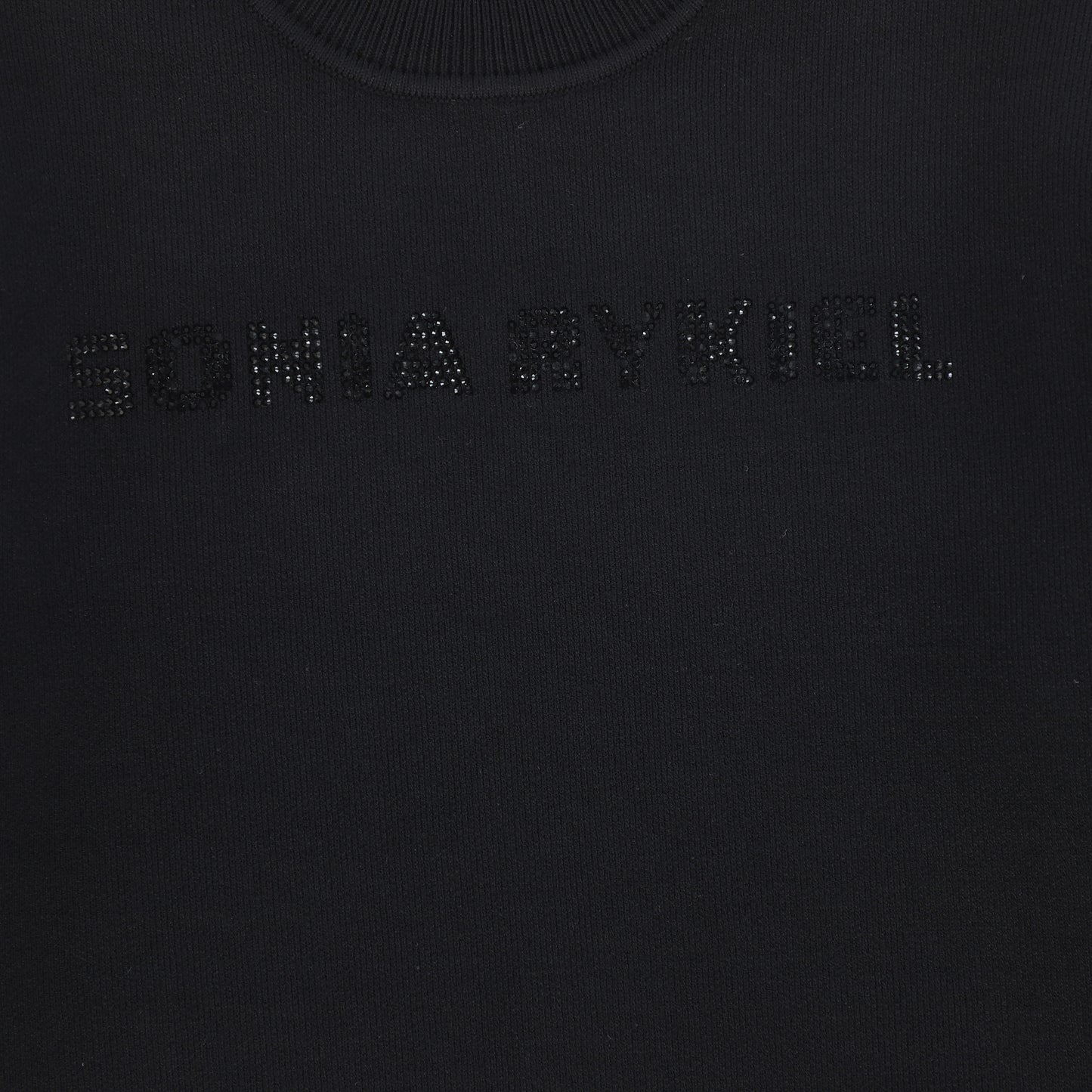 SONIA RYKIEL BLACK LOGO STUDDED KNIT SWEATER