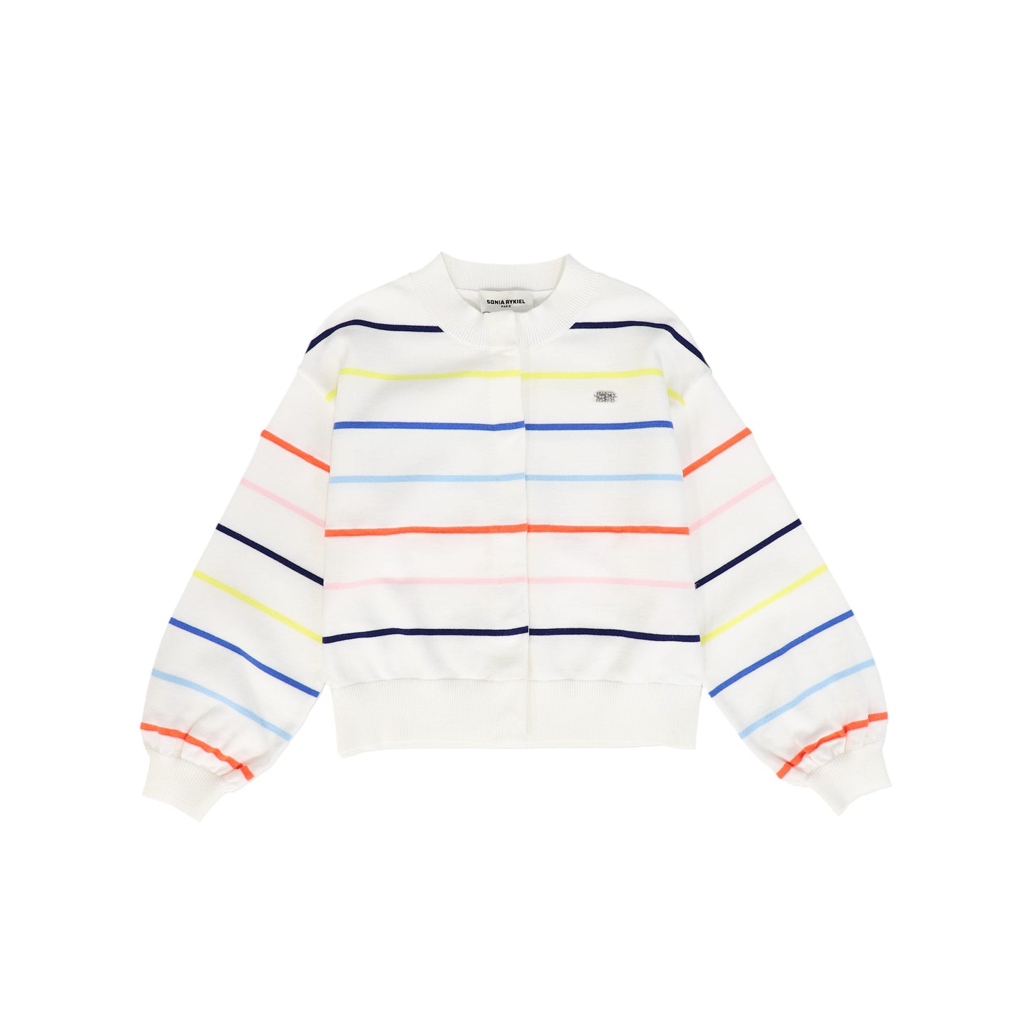 SONIA RYKIEL IVORY/MULTI STRIPED CARDIGAN