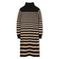 SONIA RYKIEL BLACK/GOLD STRIPED LOGO SWEATER DRESS
