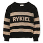 SONIA RYKIEL BLACK/GOLD STRIPED LOGO SWEATER