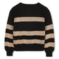 SONIA RYKIEL BLACK/GOLD STRIPED LOGO SWEATER