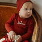 L'AMOUR LOU DEEP RED ROPE EMBROIDERED FOOTIE