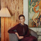 VARSITY 2.0 BURGUNDY RIB KNIT CARDIGAN