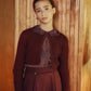 VARSITY 2.0 BURGUNDY GAUZE CHECK BLOUSE