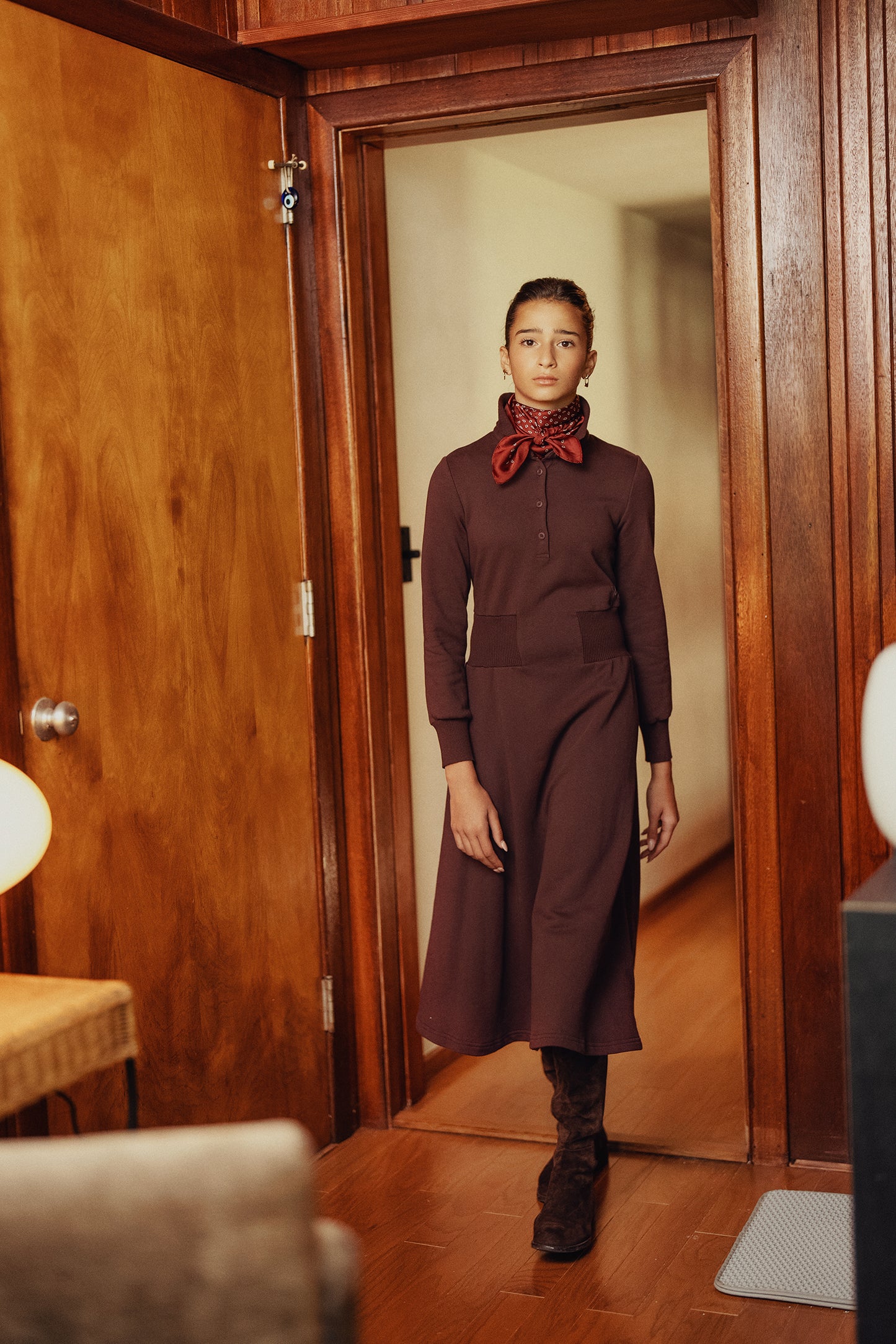 VARSITY 2.0 BURGUNDY SWEATSHIRT DRESS