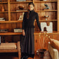 VARSITY 2.0 BLACK KNIT TAFFETA DRESS