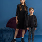 BACE COLLECTION BLACK CABLE KNIT SCUBA DRESS [Final Sale]