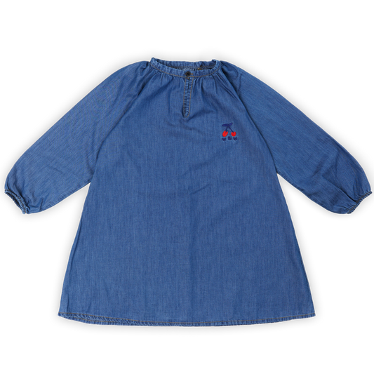 WANDER & WONDER DENIM EMBROIDERED CHERRY DRESS