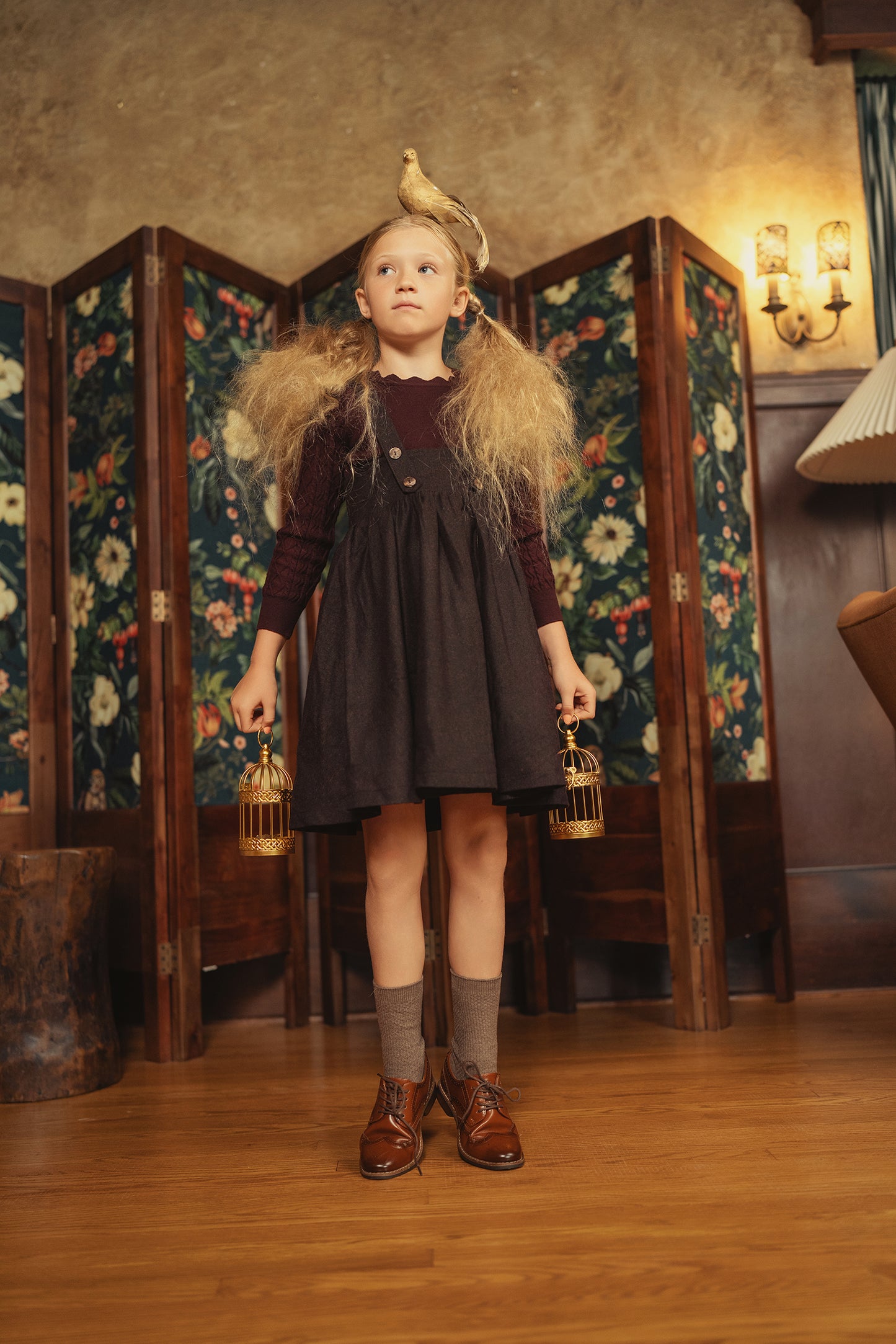 PIP + PIO BURGUNDY WOOL BUTTON WAISTED JUMPER
