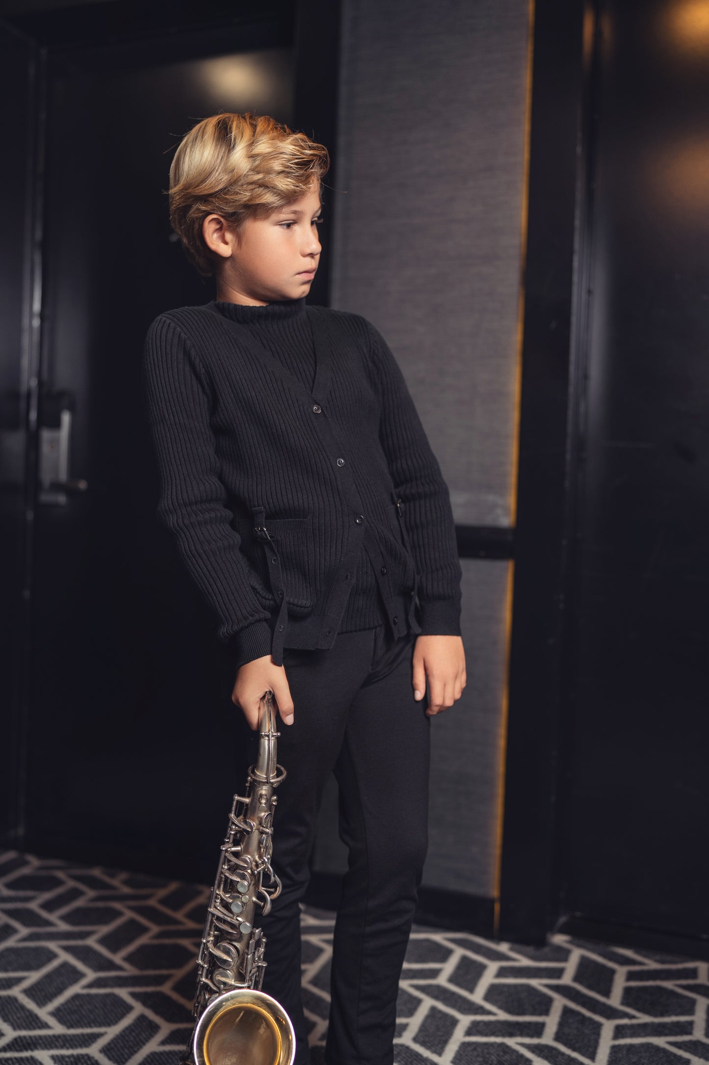 BYKE BLACK BUCKLE CARDIGAN