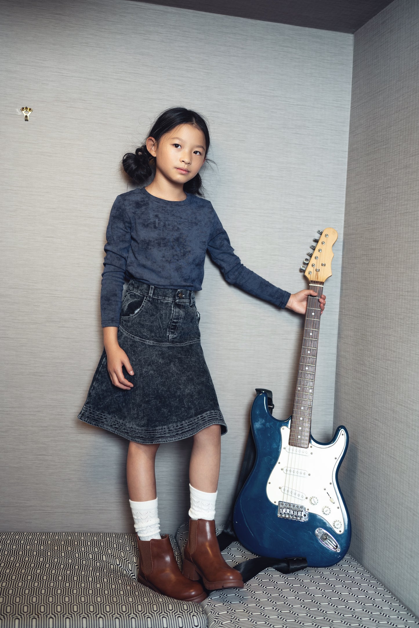 BYKE BLUE WASH DENIM SKIRT
