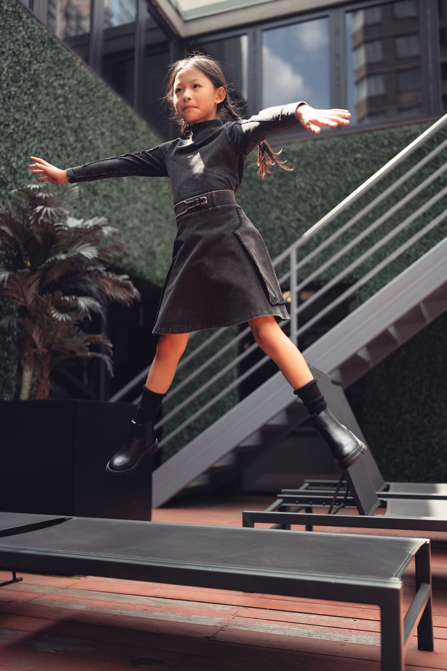 BYKE BLACK WASH PATCH SKIRT