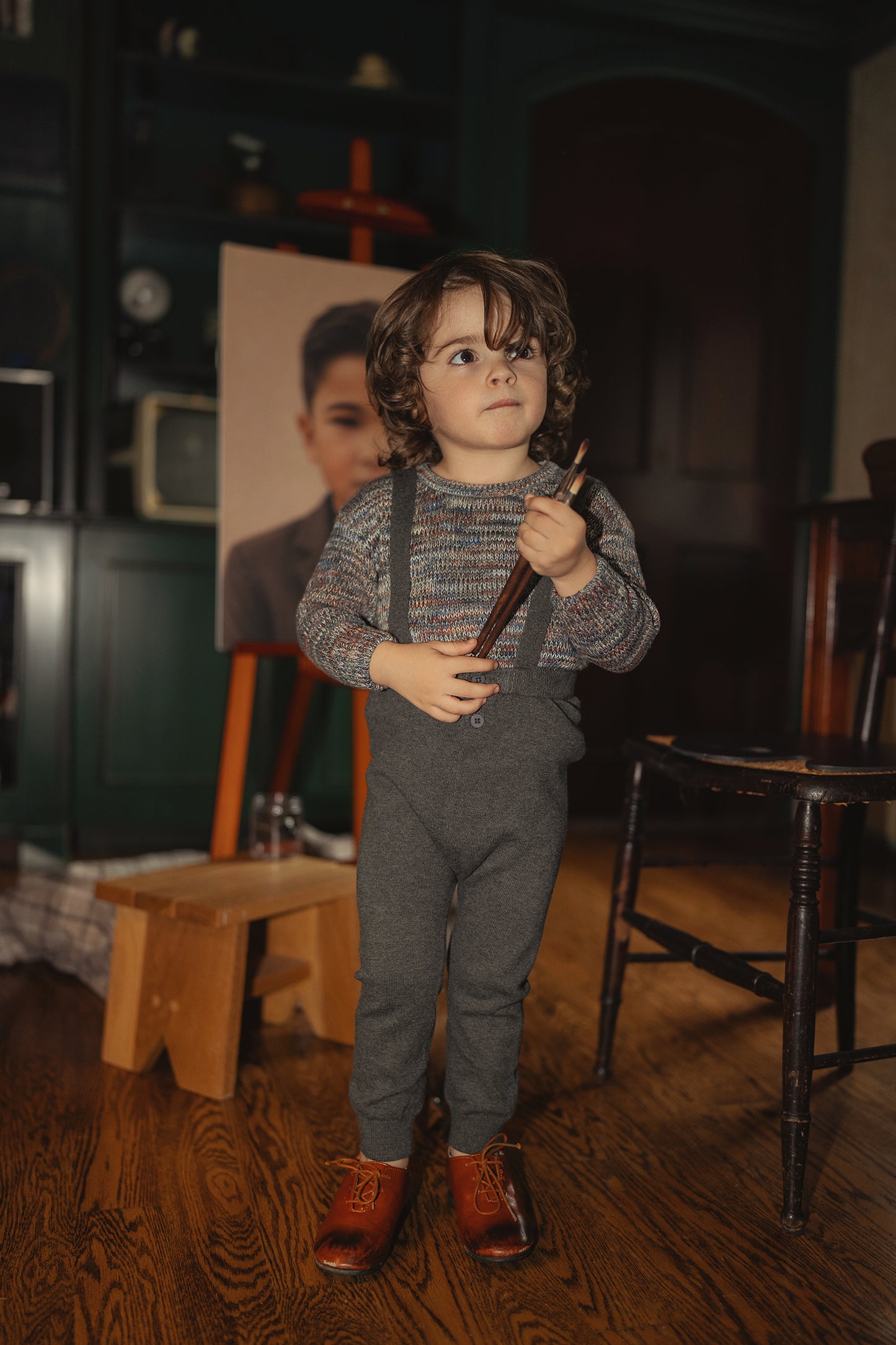 MANN GREY KNIT OVERALLS