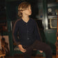 MANN NAVY TWO TONE ARGYLE CABLE KNIT CARDIGAN