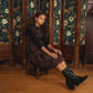 PIP + PIO BURGUNDY FLORAL BROCADE OVERSIZED COLLAR JUMPER