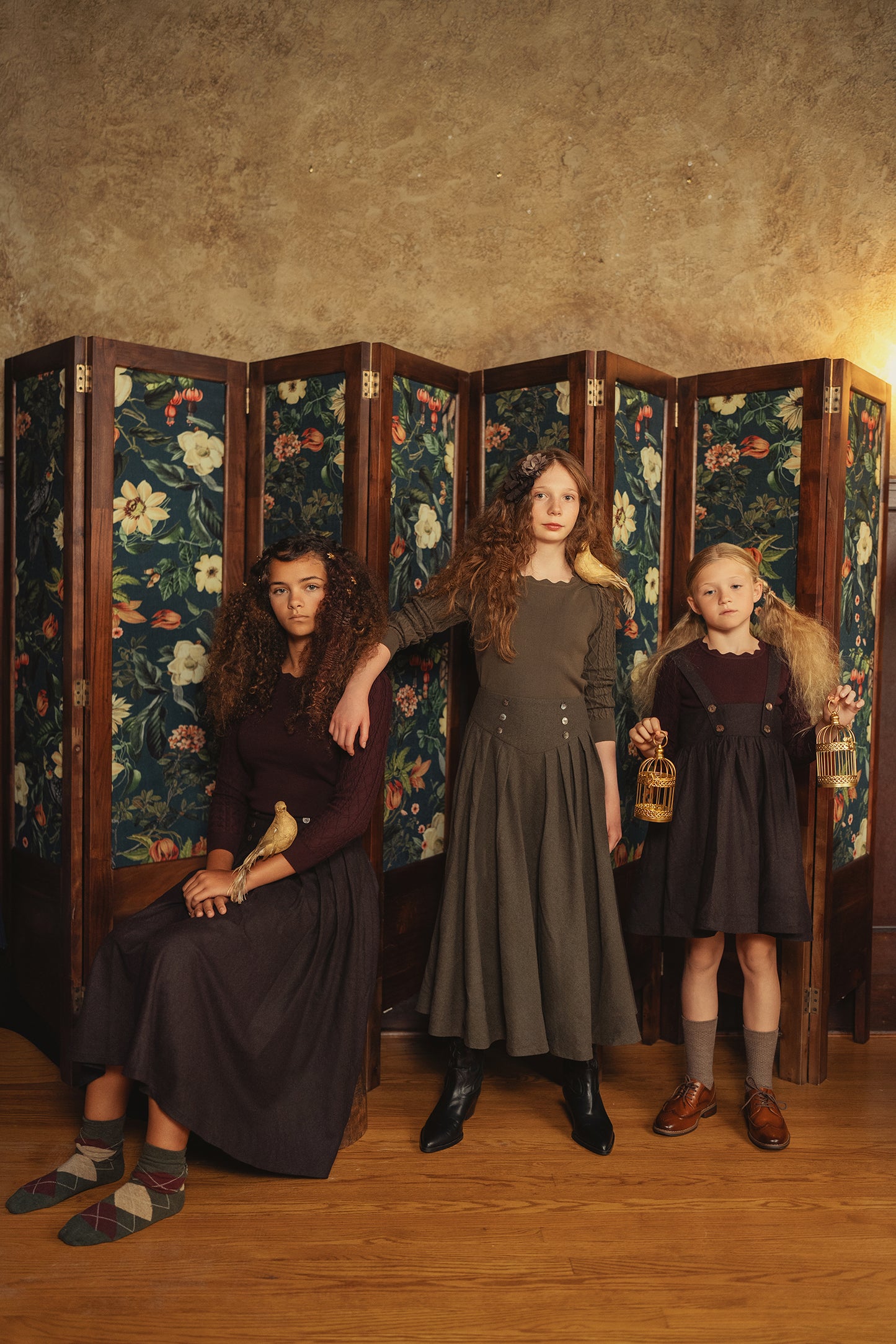 PIP + PIO GREEN WOOL V YOKE BUTTON MIDI SKIRT