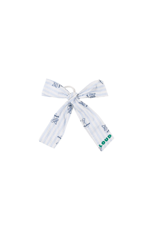 LOUD LIGHT BLUE SEERSUCKER LOGO OVERSIZED BOW