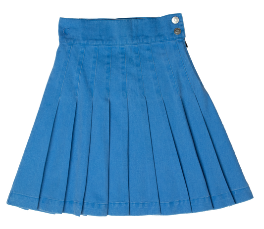 CREW KIDS ROYAL BLUE DENIM PLEATED SKIRT