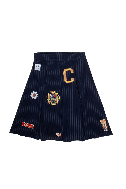 CREW KIDS NAVY SCATTER EMBROIDERED SKIRT
