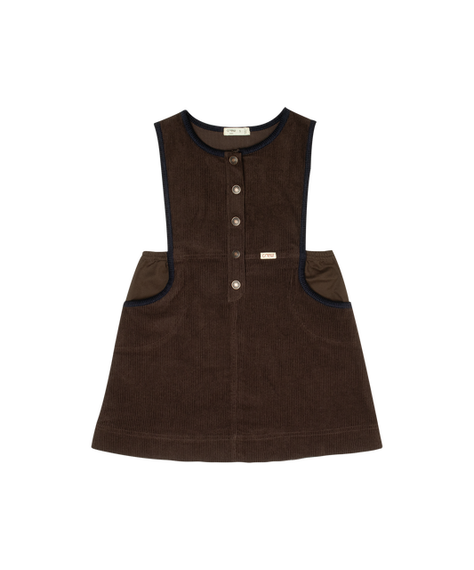 CREW KIDS BROWN CORDUROY PINAFORE POCKET DRESS