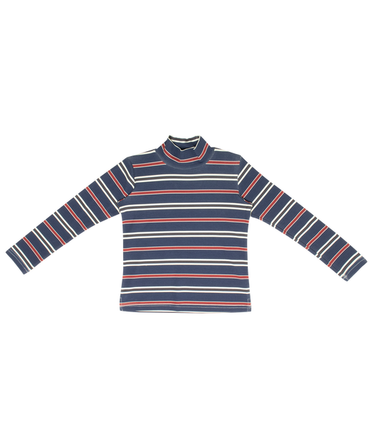 CREW KIDS NAVY STRIPE TURTLENECK T-SHIRT