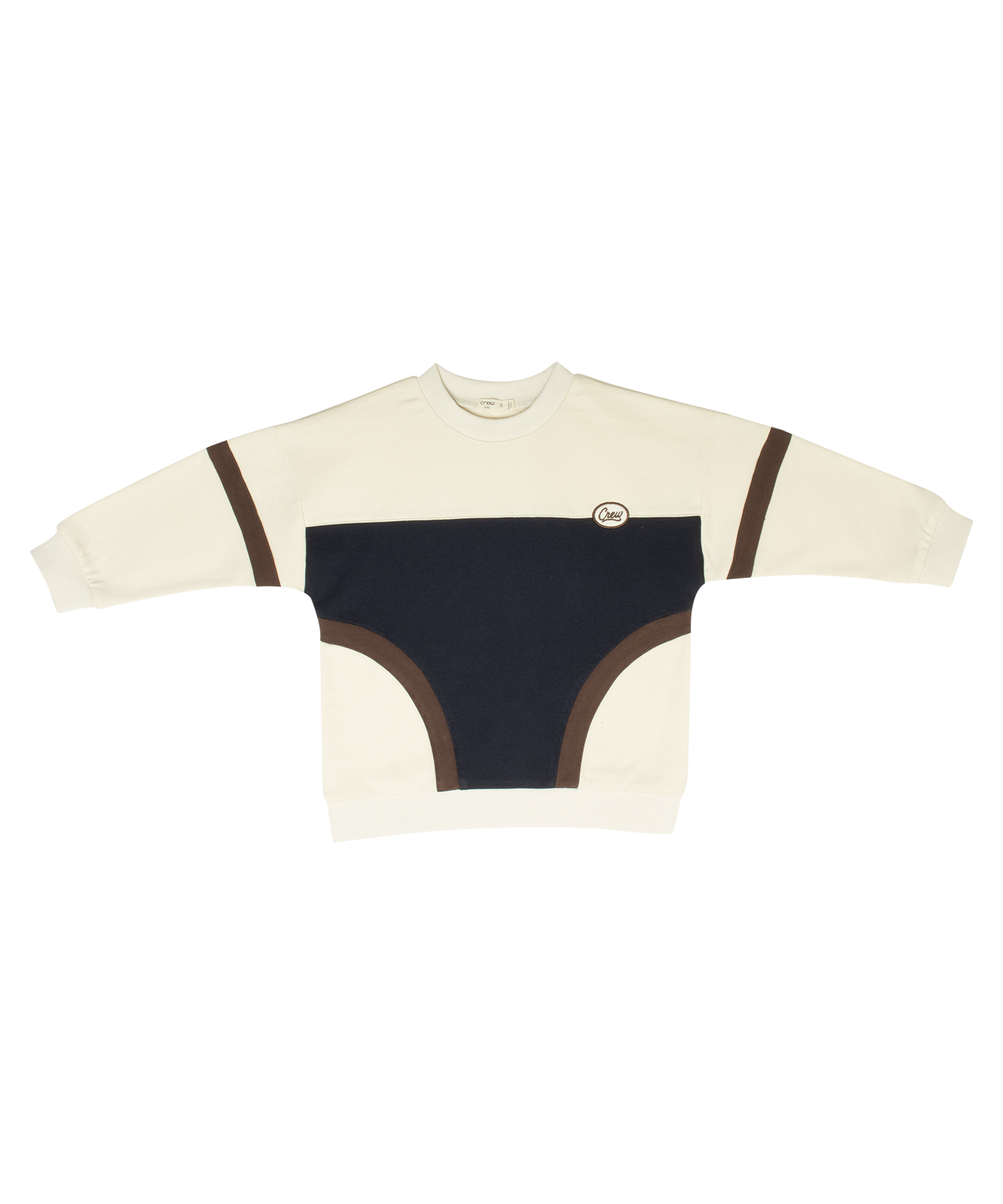 CREW KIDS IVORY/BROWN COLORBLOCK SWEATSHIRT