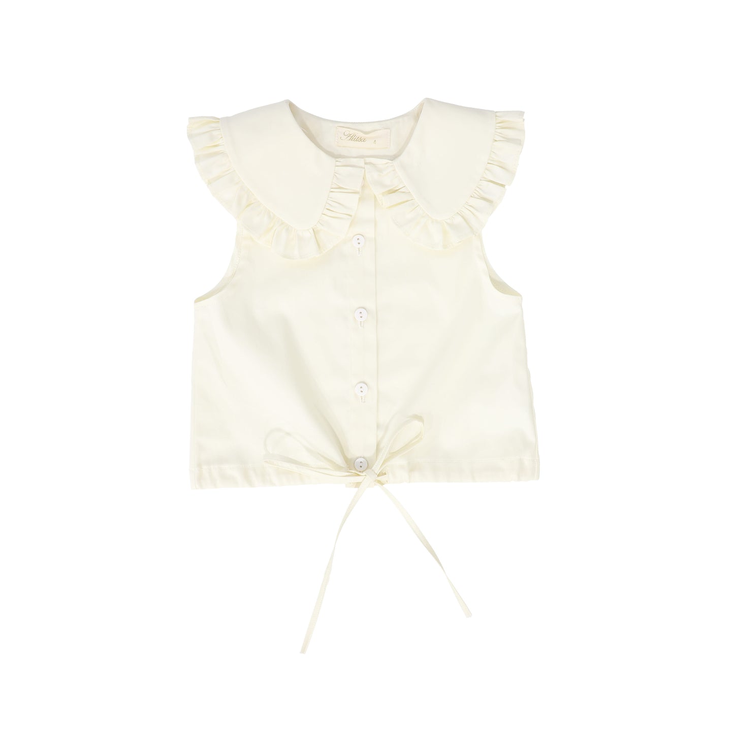 ALITSA CREAM RUFFLE TRIM COLLAR TOP
