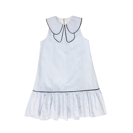 ALITSA LIGHT BLUE PIPED TRIM COLLAR JUMPER