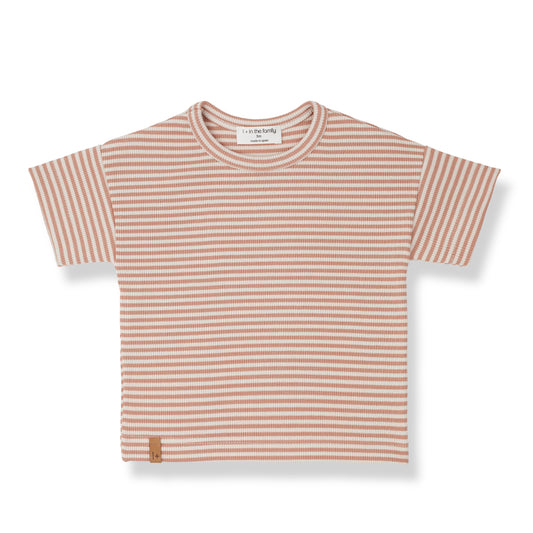1 + IN THE FAMILY APRICOT STRIPED SS TEE