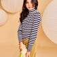 A076 NAVY STRIPED TURTLENECK