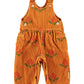 PIUPIUCHICK ORANGE FLOWER PRINT CORDUROY OVERALLS