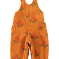 PIUPIUCHICK ORANGE FLOWER PRINT CORDUROY OVERALLS
