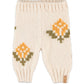 PIUPIUCHICK ECRU FLOWER PRINT KNIT PANTS
