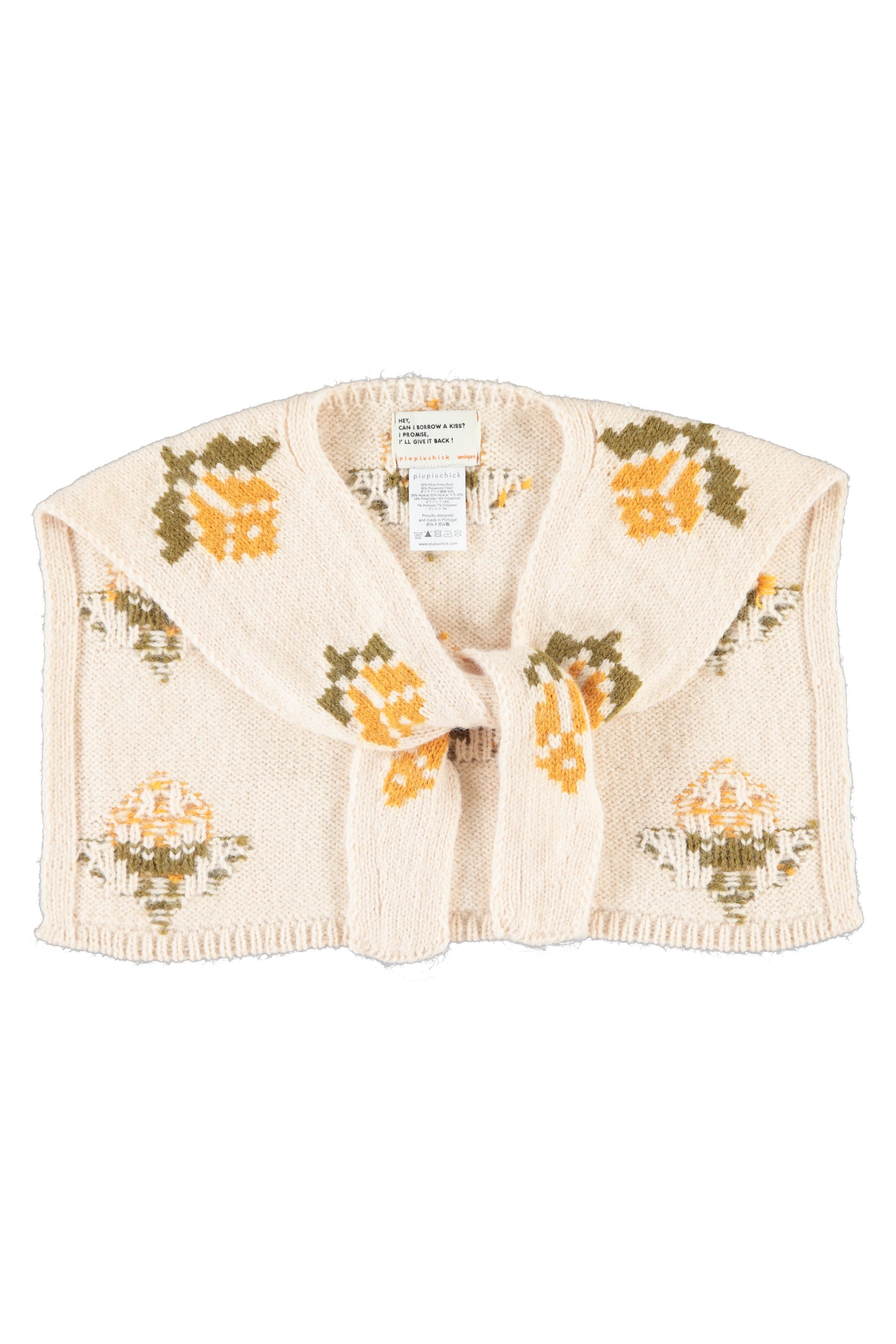 PIUPIUCHICK ECRU FLOWER PRINT KNIT SAILOR COLLAR