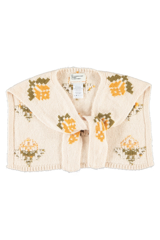 PIUPIUCHICK ECRU FLOWER PRINT KNIT SAILOR COLLAR