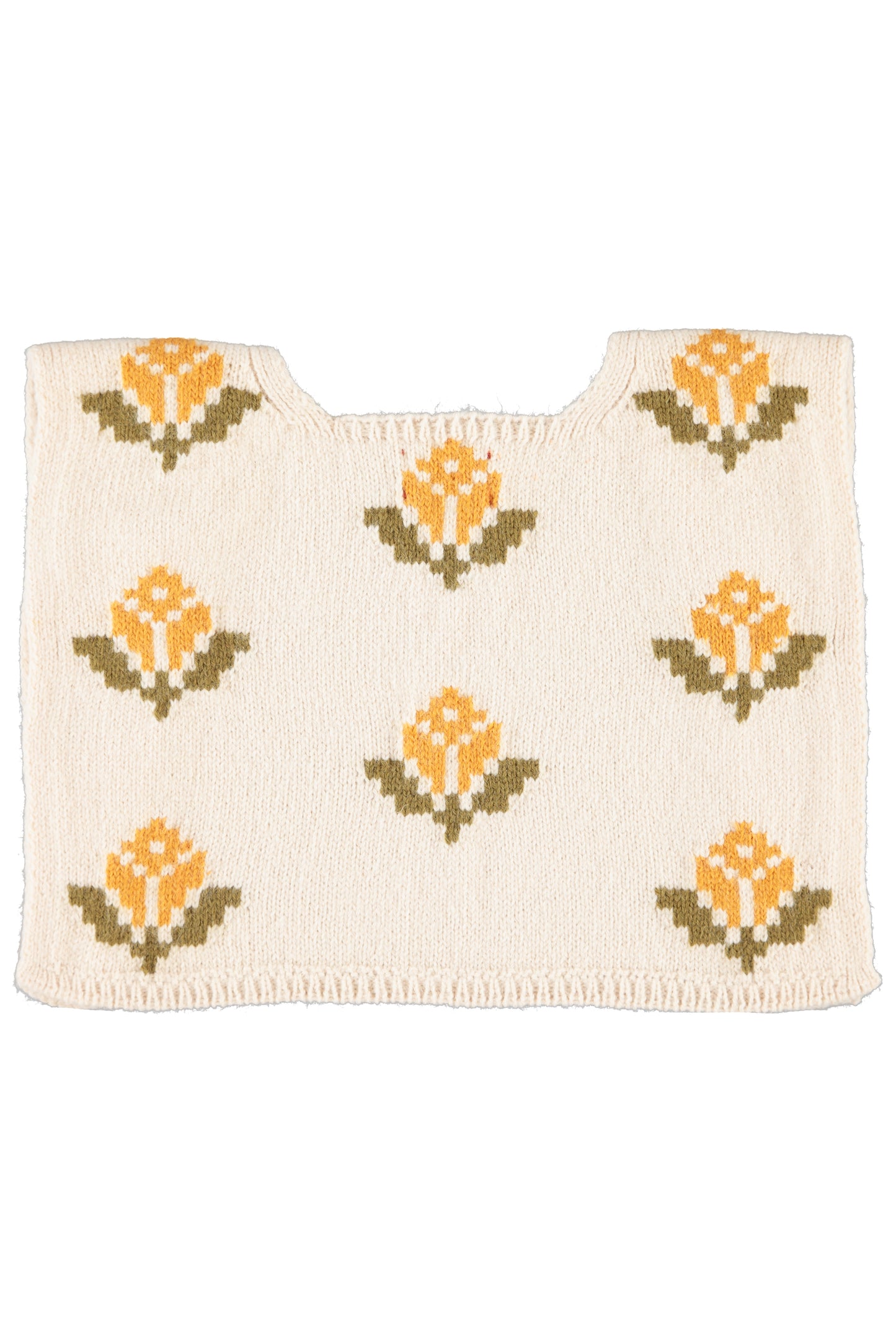 PIUPIUCHICK ECRU FLOWER PRINT KNIT SAILOR COLLAR