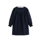 CERA UNA VOLTA NAVY EMBROIDERED LACE COLLAR DRESS