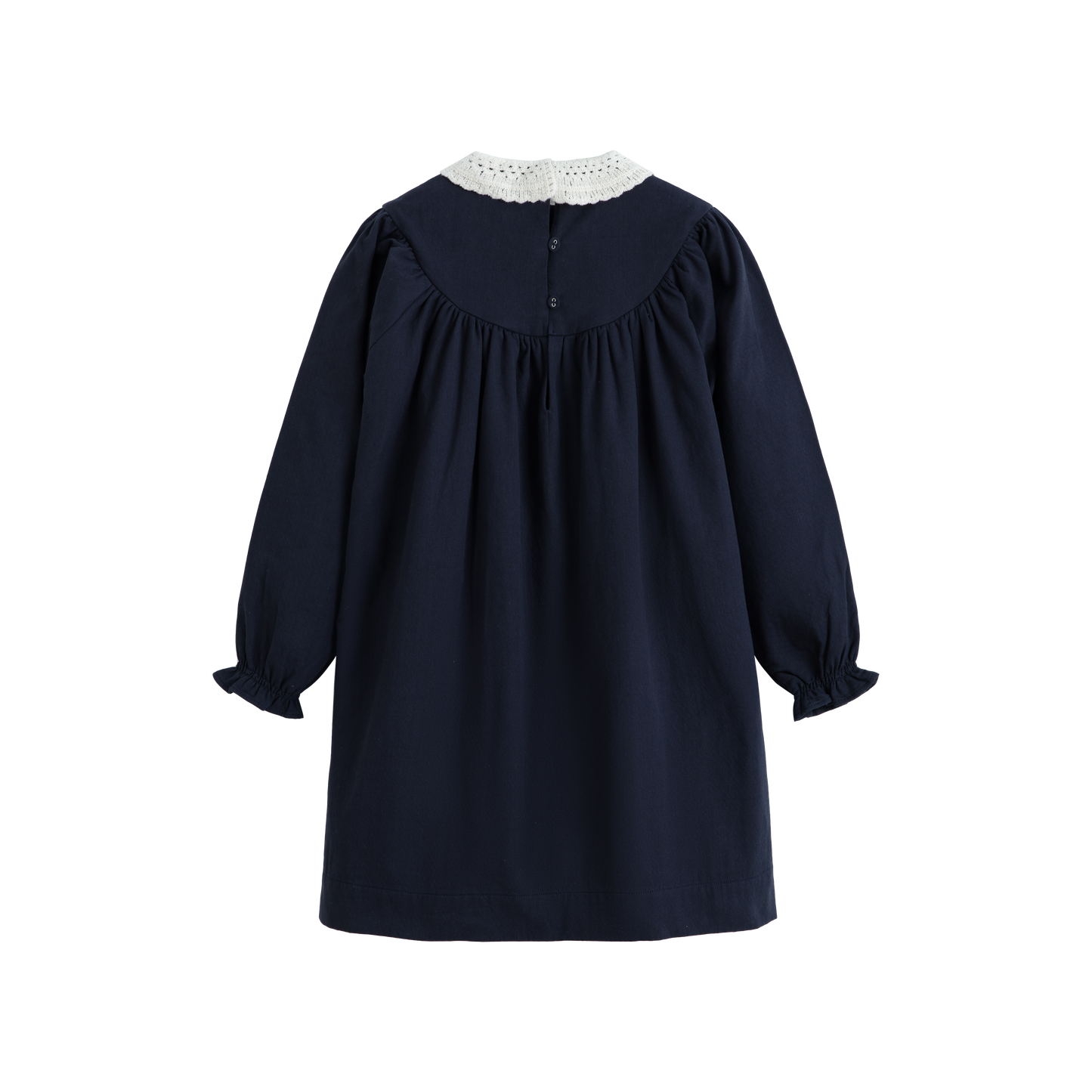CERA UNA VOLTA NAVY EMBROIDERED LACE COLLAR DRESS