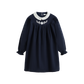 CERA UNA VOLTA NAVY EMBROIDERED LACE COLLAR DRESS