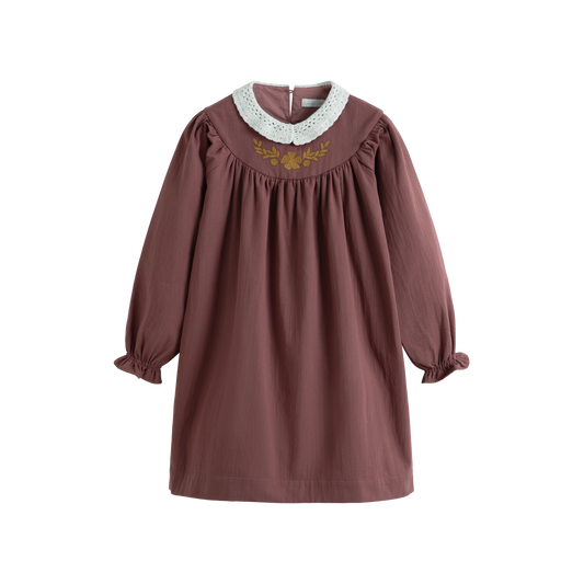 CERA UNA VOLTA PURPLE EMBROIDERED LACE COLLAR DRESS