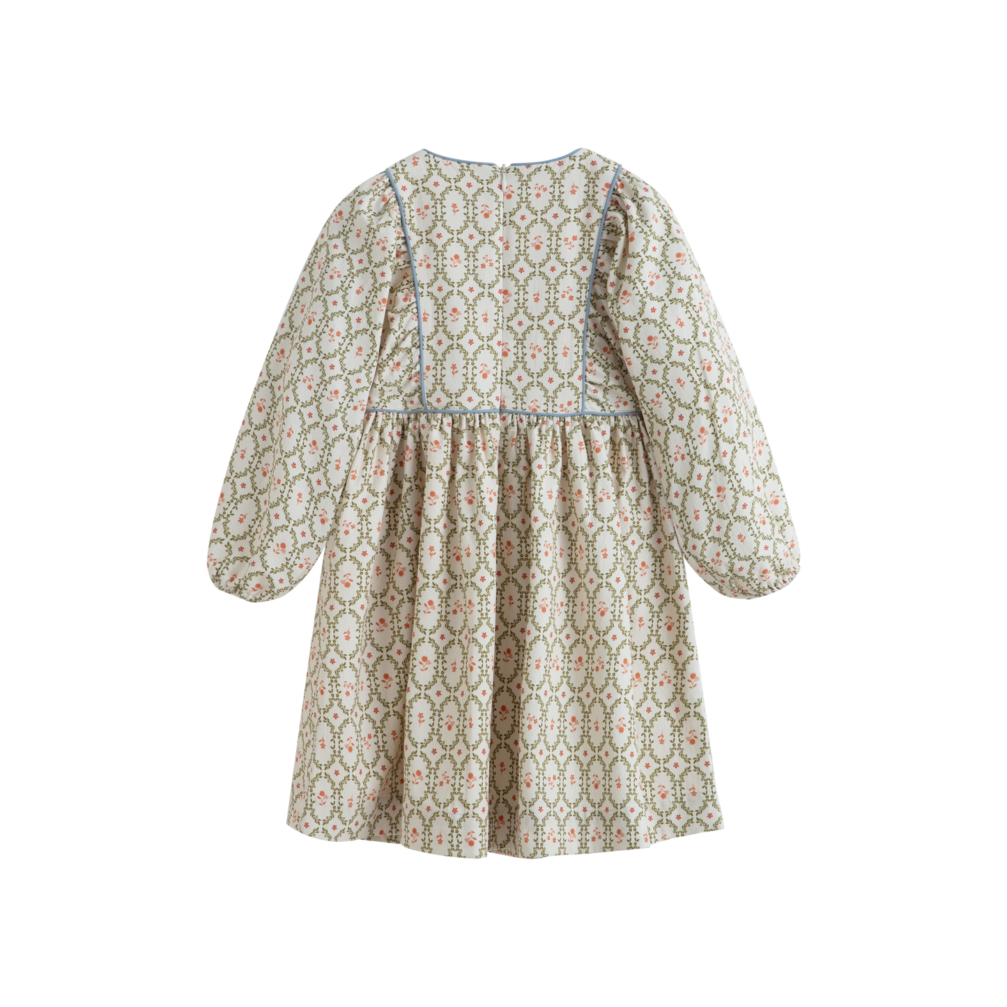 CERA UNA VOLTA CREAM/GREEN WREATH FLORAL DRESS