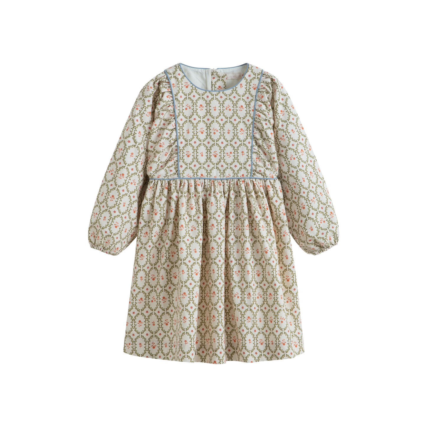 CERA UNA VOLTA CREAM/GREEN WREATH FLORAL DRESS
